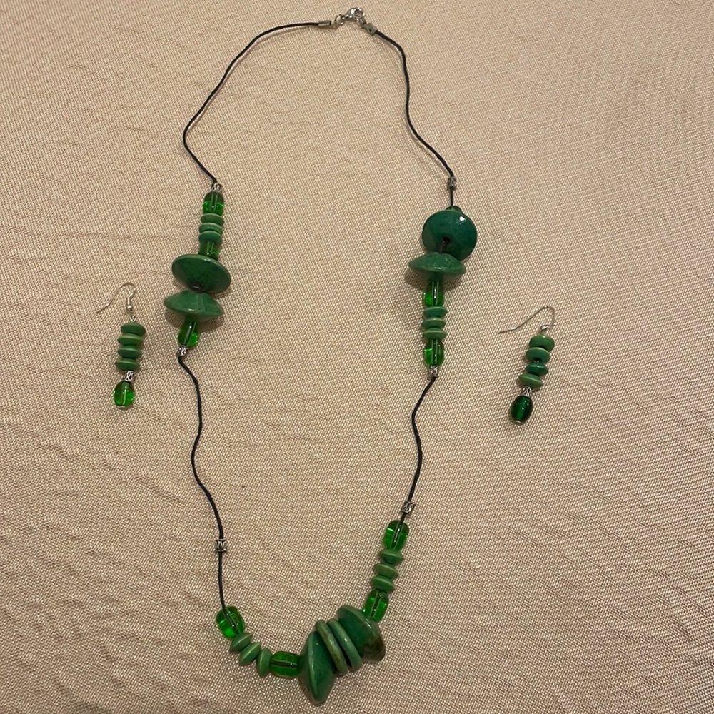 Boho necklace and earrings set